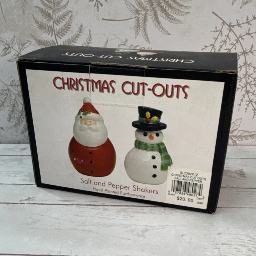 Oneida Santa & Snowman Hand Painted Earthenware Salt & Pepper Shakers